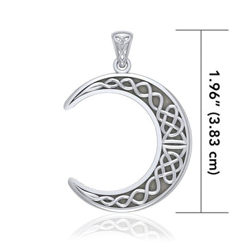 Large Celtic Crescent Moon Silver Pendant TPD5275 - Jewelry